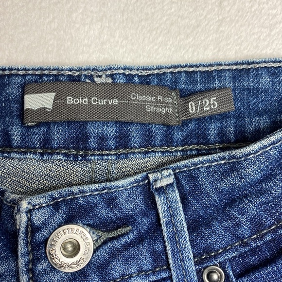Levi's Bold Curve Classic Rise straight blue jeans size 0/25 - Picture 2 of 8